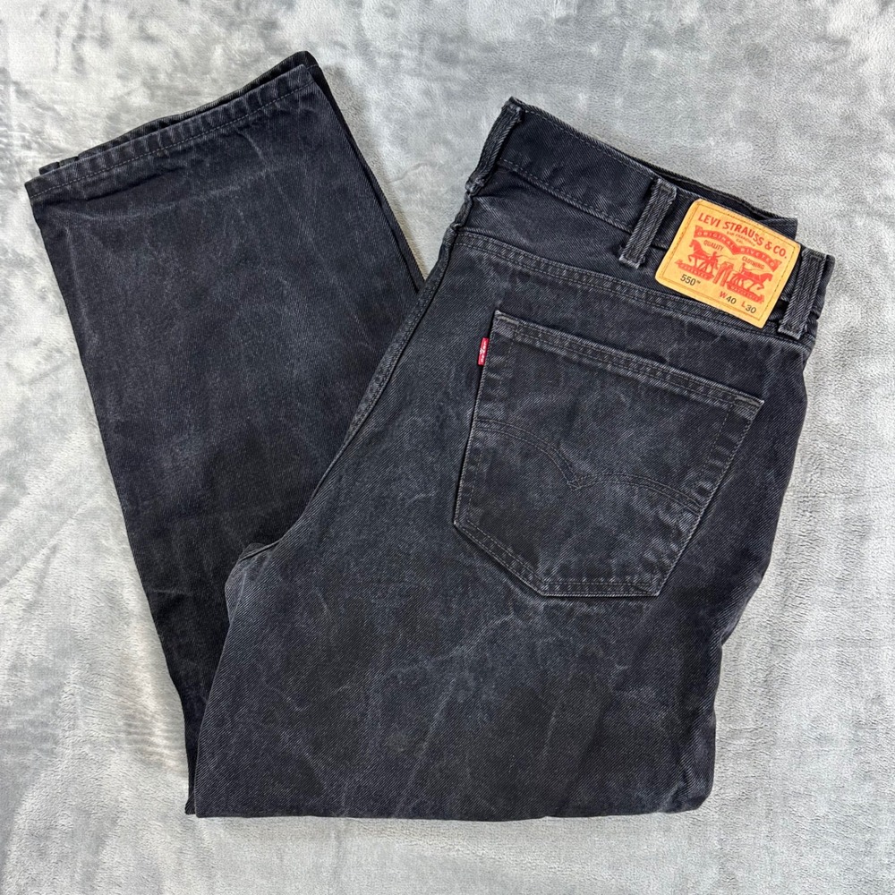 Levi's 550 Relaxed Fit Jeans Men's Size 40x30 Faded Black Denim Pants